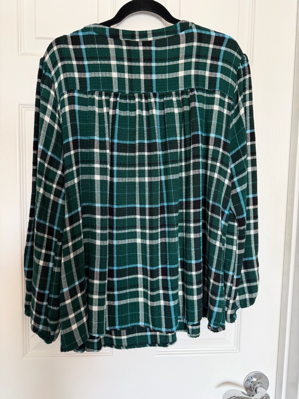 Lane Bryant Green Plaid Henley Tunic Top - Picture 3 of 4